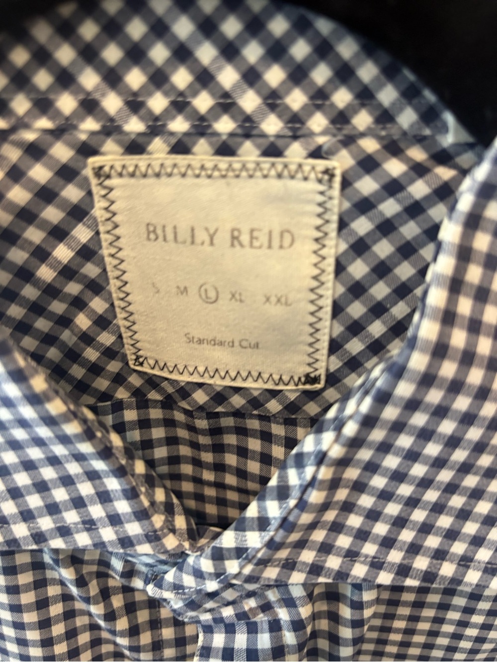 Billy Reid Navy and White Gingham Button-Down Shirt